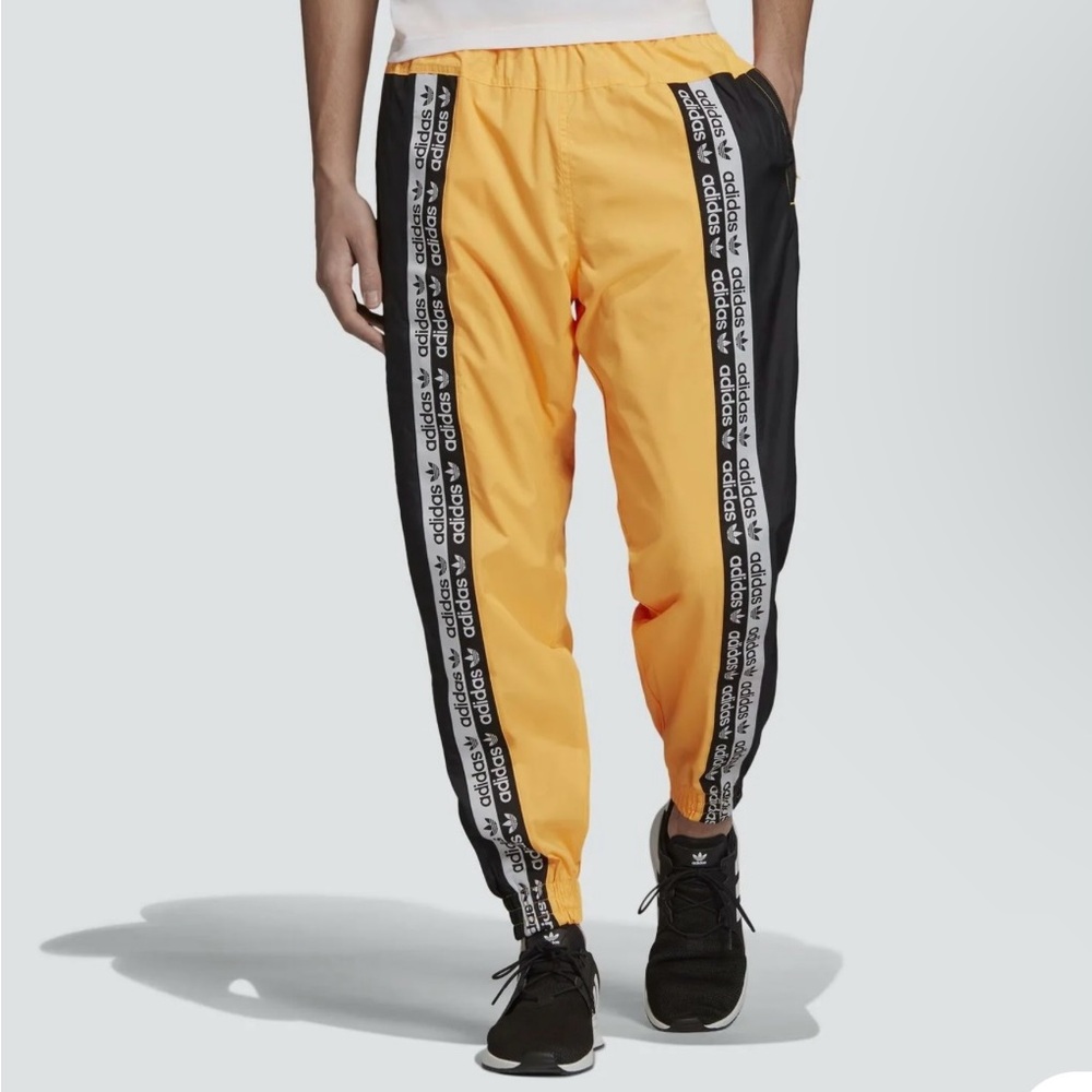 Adidas Colorblock Track Pants Orange Black White Streetwear Pants